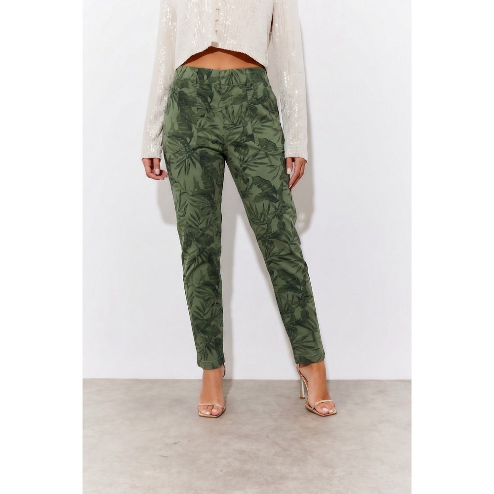 Old‎ Navy Pixie Green Tropical Palm Leaf Print Ankle Pants Womens 12 Slim Chino